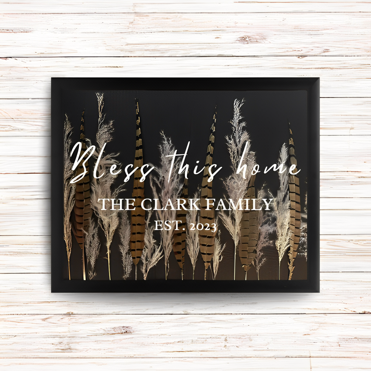 Bless This Home Personalized Sign | Black Framed Sign