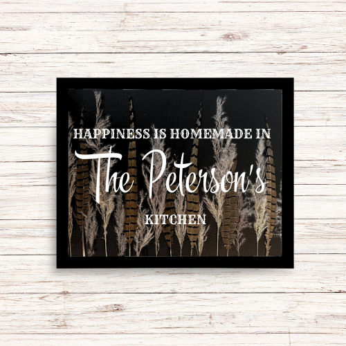 Happiness is Homemade Personalized Sign | Black Framed Sign