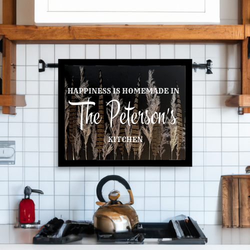 Happiness is Homemade Personalized Sign | Black Framed Sign